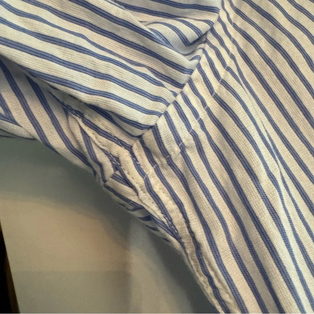 Valentino Roma Long Sleeve Pinstriped Button Down Shirt Blue White Size 41